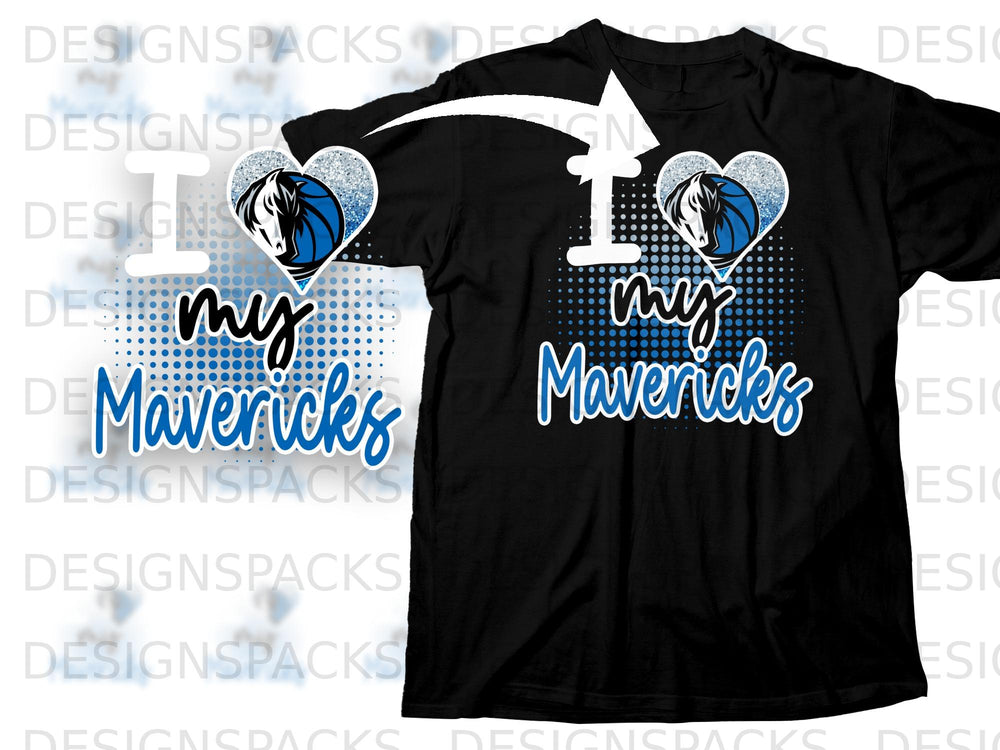 Black t-shirt black t-shirt with "I Love My Mavericks" graphic.