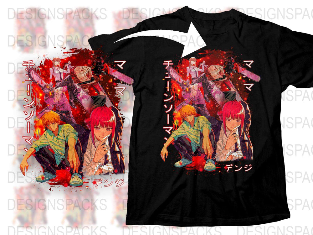 Anime Inspired T-Shirt, Vibrant Red and Black Splash Art, Stylish Graphic Tee, Unisex Fashion, Japanese Text Design, Cool Streetwear