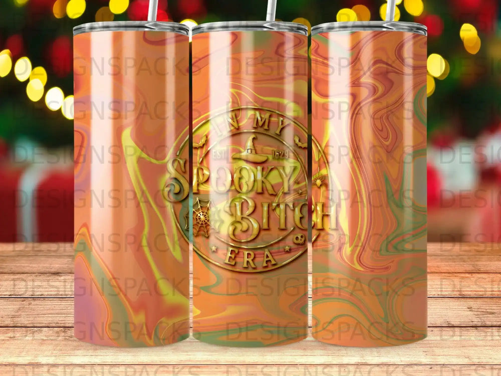 Tumbler with "My Spooky Bitch Era" text and Halloween-themed design.