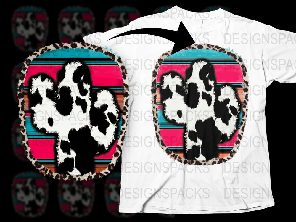 Colorful Cow Print Graphic T-Shirt, Trendy Animal Pattern Tee, Casual Streetwear Top, Unique Gift Idea