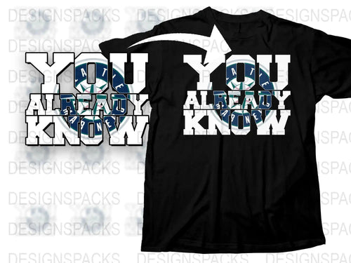 'You Already Know' Graphic T-Shirt, Stylish Modern Urban Tee, Blue White Text, Mens Fashion Top