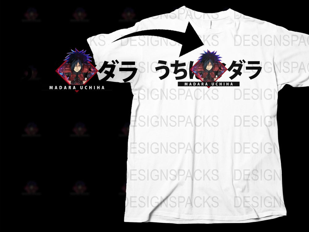Madara Uchiha Anime T-Shirt, Japanese Text Graphic Tee, Unisex Manga Shirt, Fan Art Apparel, Gift for Anime Lovers