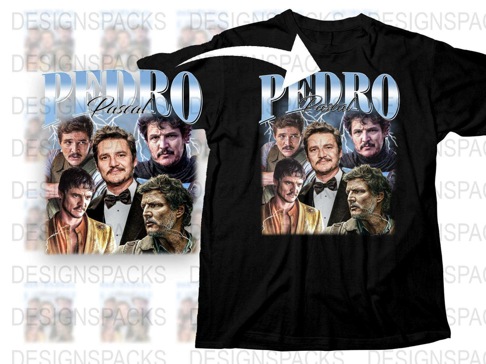 Vintage Pedro Movie Star Collage T-Shirt, Classic Film Actor Graphic Tee, Retro Cinema Fashion, Unisex Clothing