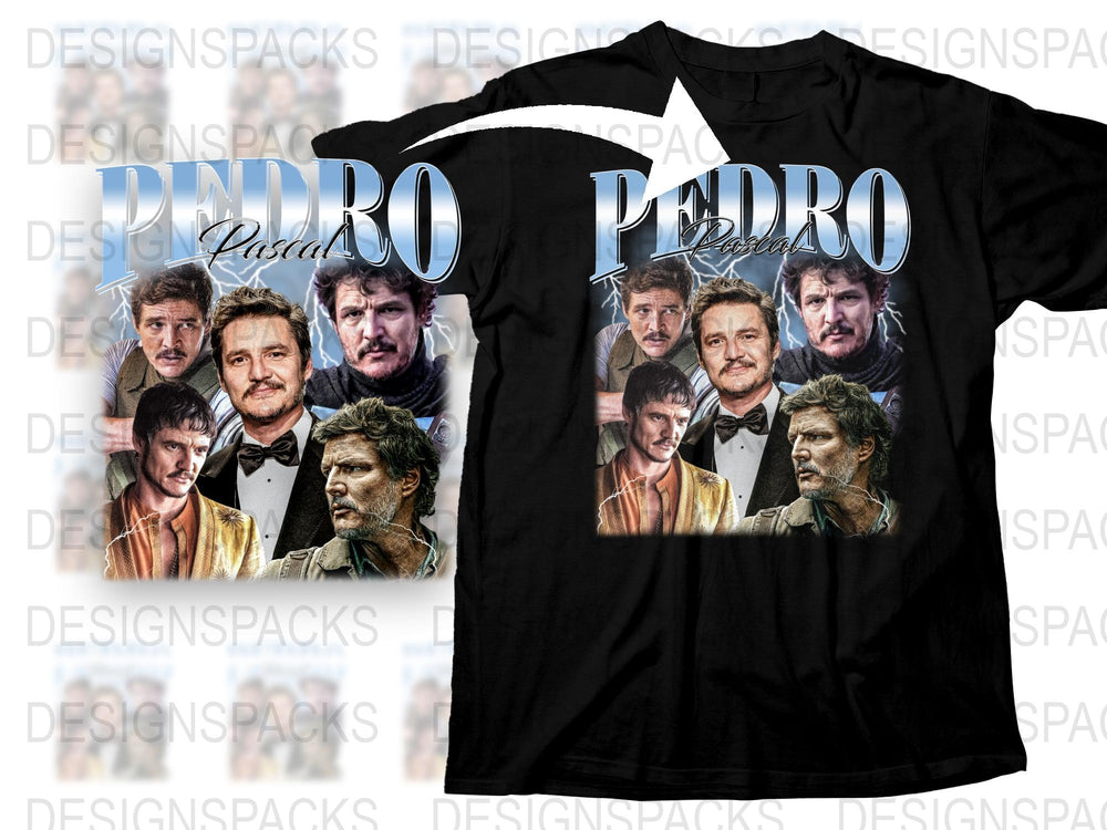 Vintage Pedro Movie Star Collage T-Shirt, Classic Film Actor Graphic Tee, Retro Cinema Fashion, Unisex Clothing