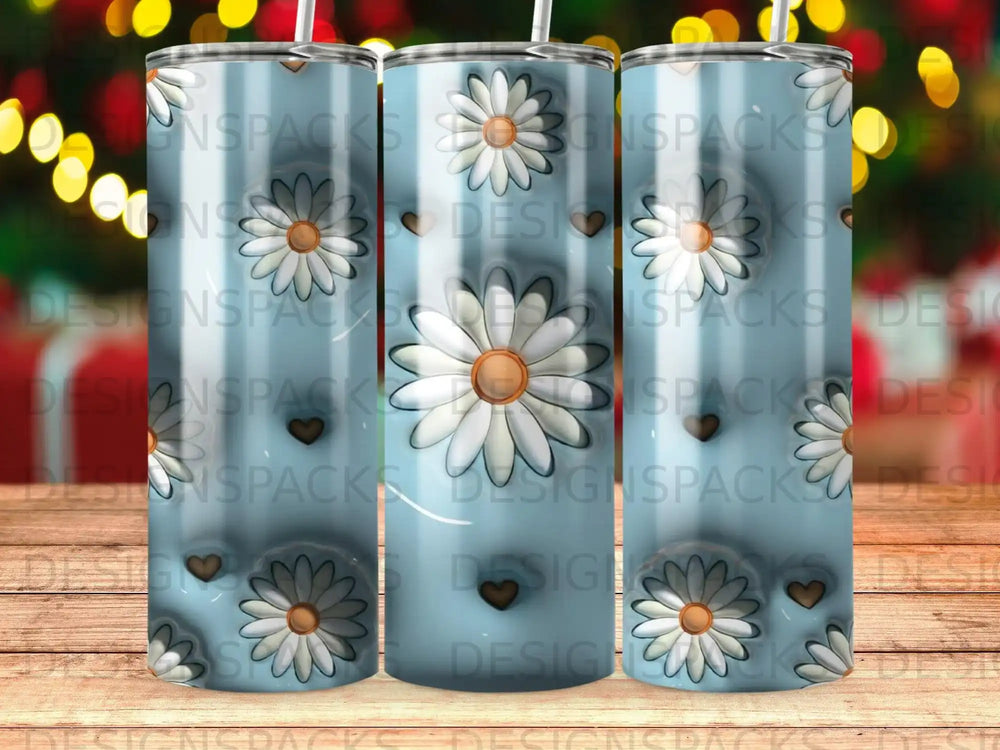 Light blue daisy brown hearts floral design product type