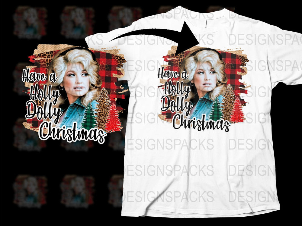 Holly Dolly Christmas T-Shirt, Festive Holiday Tee with Vintage Style Design, Winter Apparel Gift