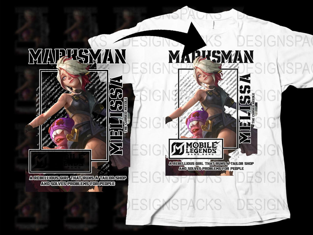 Mobile Legends Mathis Man T-Shirt, Rebelious Girl Graphic Tee, Gaming Apparel, Unisex White Shirt