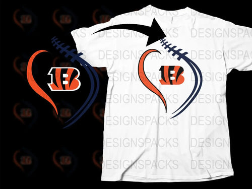 Cincinnati Football Team T-Shirt, Heartbeat Design with Logo, Casual Sports Apparel, Unisex White Tee