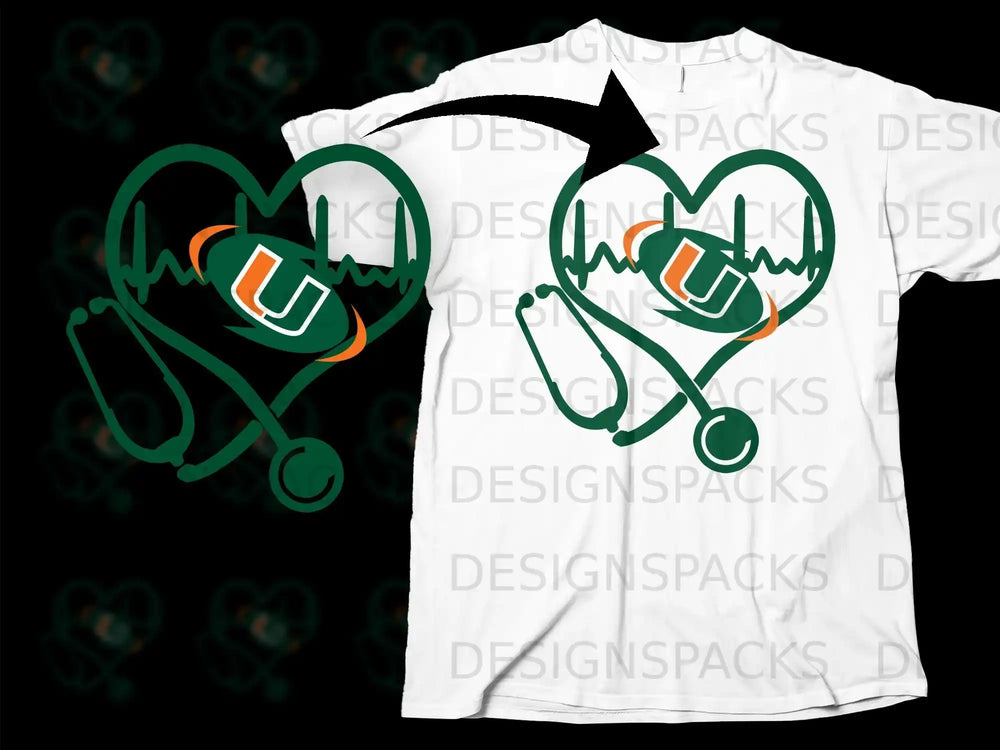 Heartbeat with Stethoscope and U Logo T-shirt