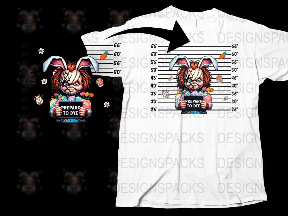 Funny Rabbit Mugshot T-Shirt, Prepare to Dye Easter Tee, Unique Holiday Gift, Colorful Graphic Shirt
