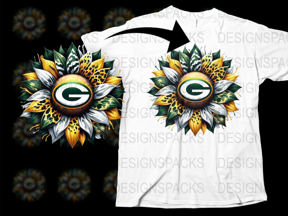 Custom Green Bay Floral Sunflower T-Shirt, Unique Sports Team Fan Apparel, Gift Idea