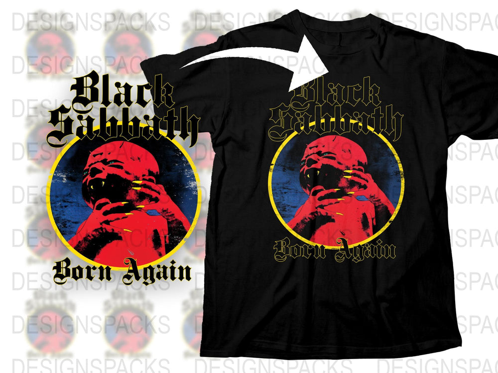 Black Sabbath Born Again Vintage Band T-Shirt, Classic Rock Tee, 1980s Heavy Metal Merch, Collectible Music Apparel, Unisex Black Top