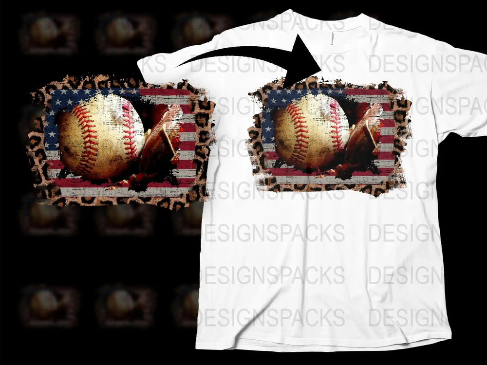 Vintage Baseball T-Shirt, Patriotic American Flag Design, Distressed Look Sports Tee, Gift for Baseball Fans
