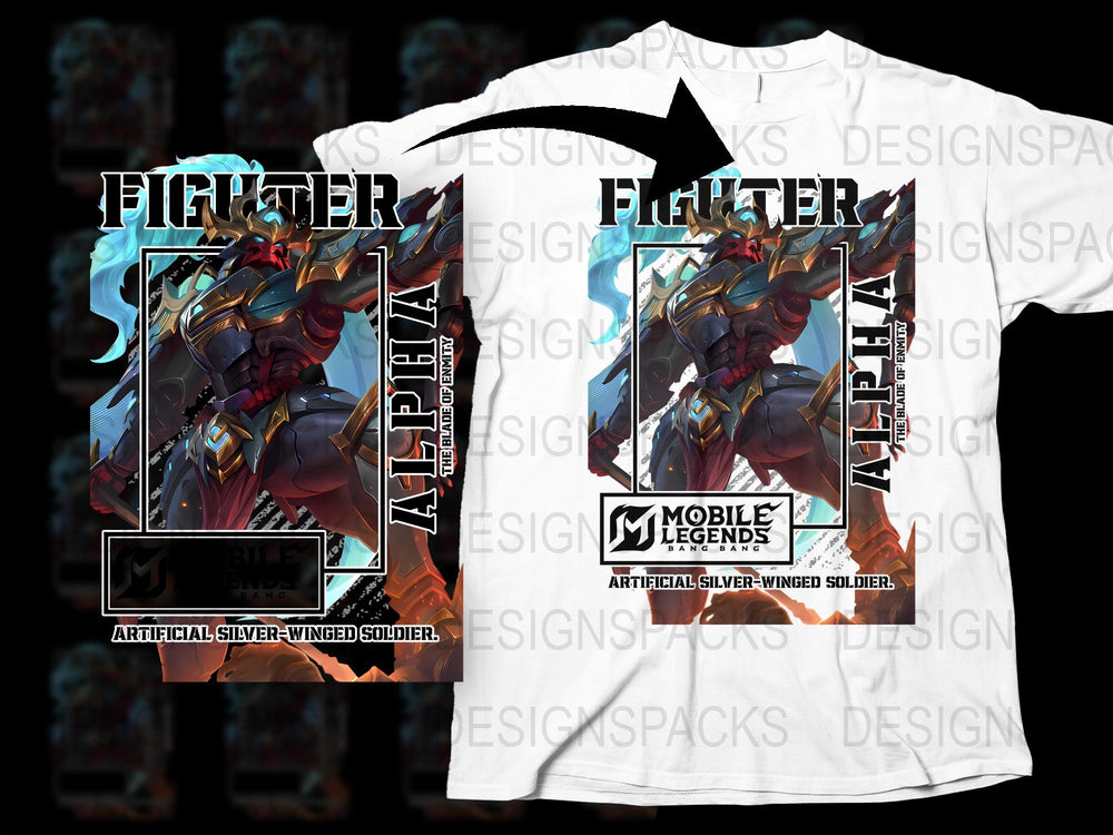 Mobile Legends Fighter T-Shirt, Men's White Graphic Tee, Gaming Apparel, Anime Inspired Design