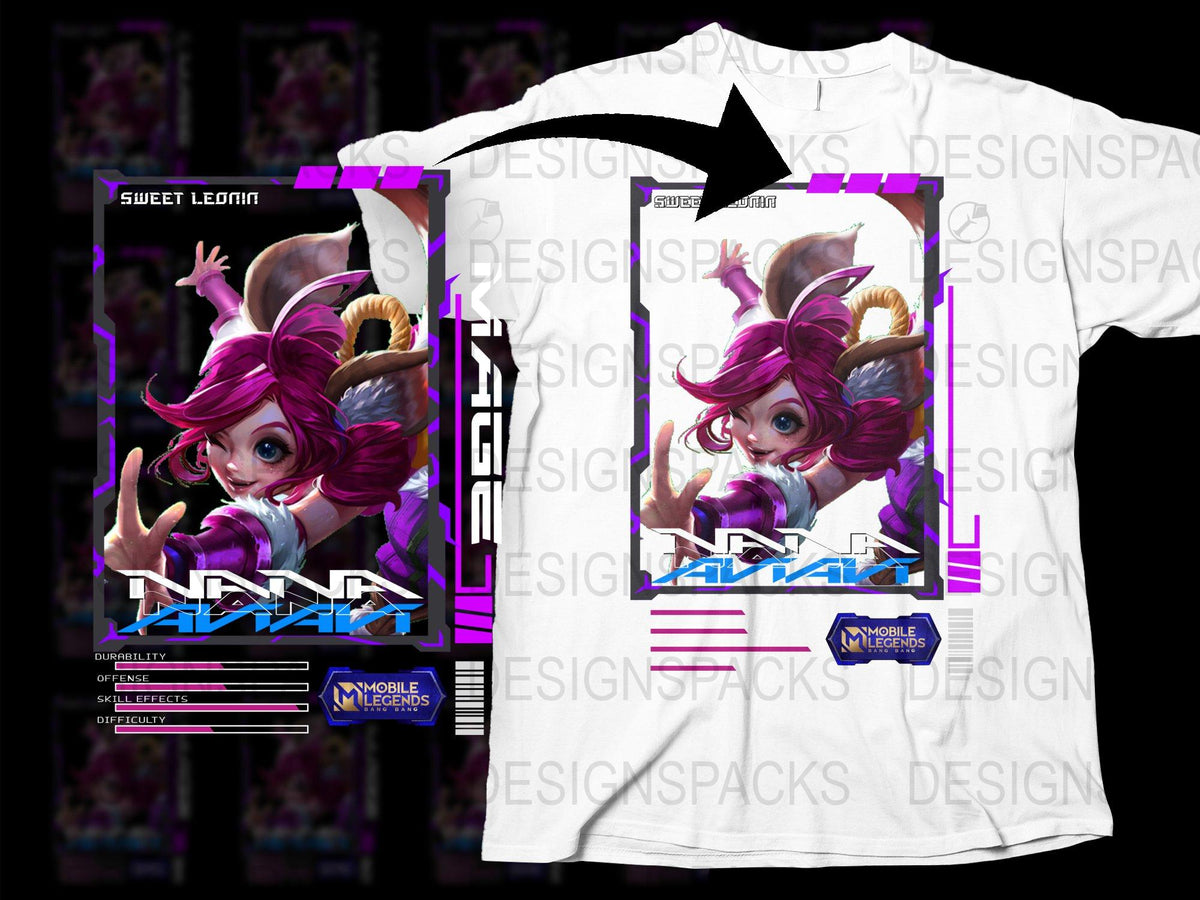 Mobile Legends Sweet Leona Graphic T-Shirt, Vibrant Gamer Apparel, Cool Character Design Tee, Gift for Gamers