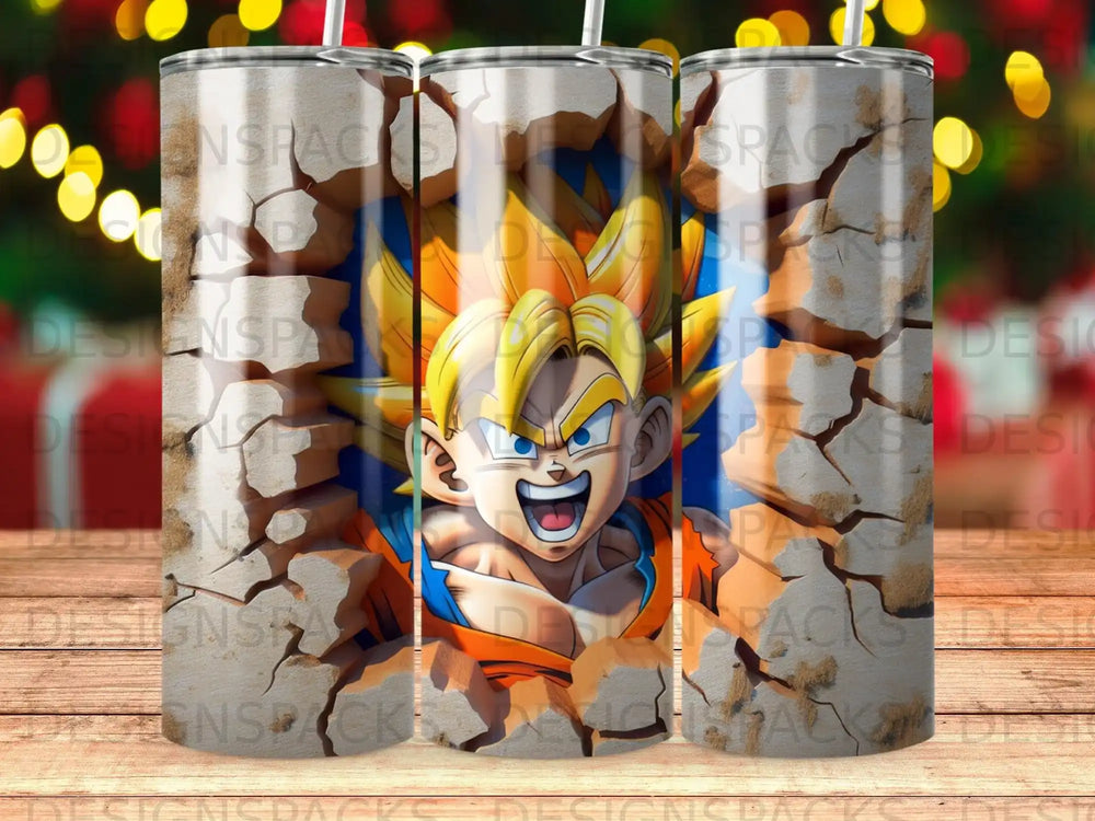 Goku breaking through a cracked wall, Dragon Ball Z tumbler.