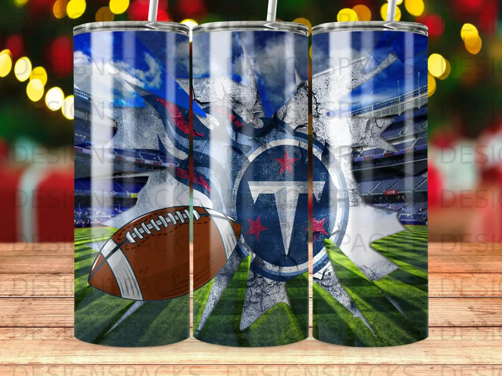 Tennessee Titans football stadium with team logo and football.