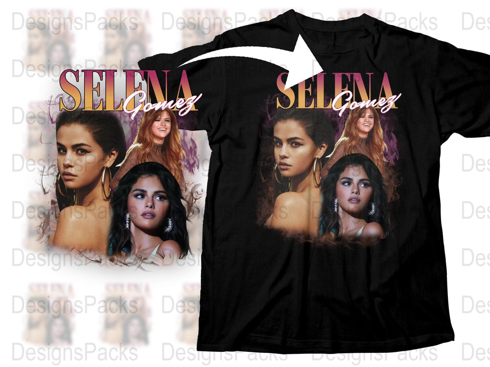 Selena Gomez Fan T-Shirt, Pop Star Graphic Tee, Celebrity Music Artist Merchandise, Multiple Poses Design, Gift Idea