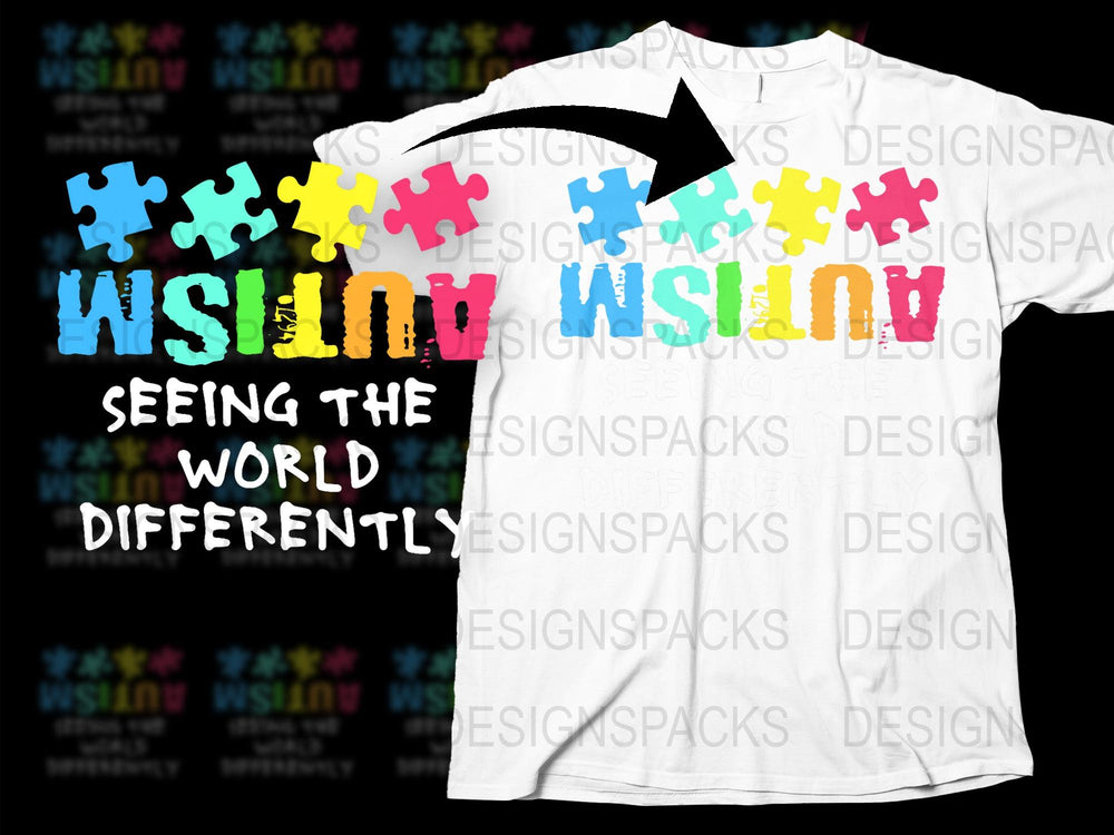 Colorful Puzzle Pieces Vision Autism Awareness T-Shirt, Seeing The World Differently Tee