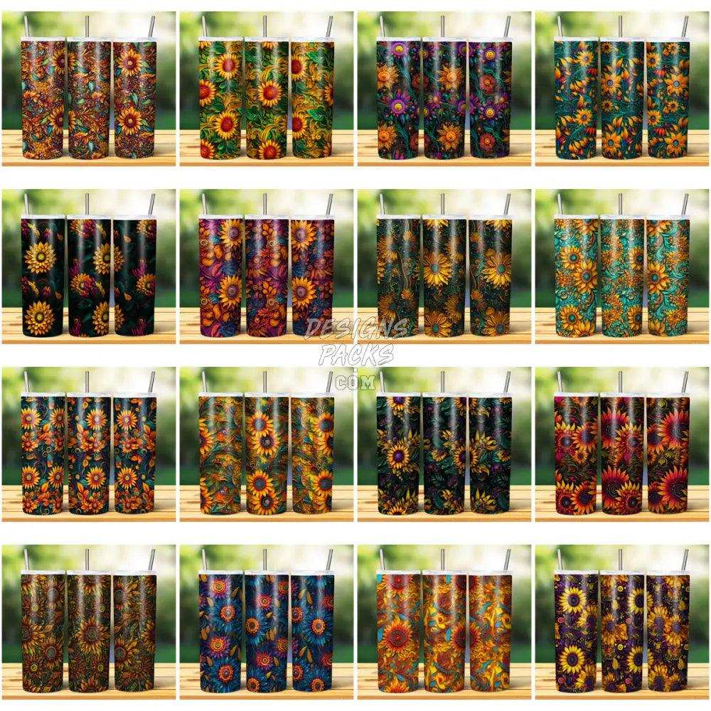 59 Elegant Sunflower Paper Art Seamless Tumbler Wrap Bundle Jpg