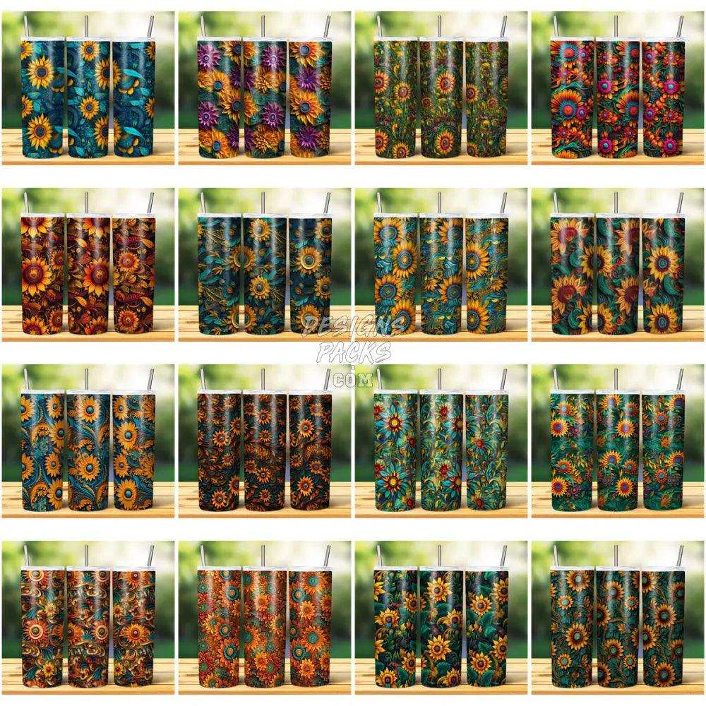 59 Elegant Sunflower Paper Art Seamless Tumbler Wrap Bundle Jpg