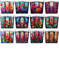 Load image into Gallery viewer, 59 Flowers Stained Glass Tumbler Wrap Bundle Jpg
