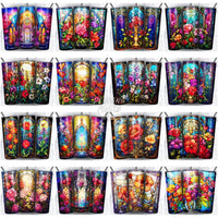 Load image into Gallery viewer, 59 Flowers Stained Glass Tumbler Wrap Bundle Jpg
