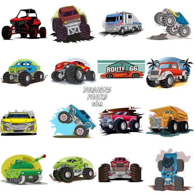 59 Monster Trucks Designs Bundle Png + Svg