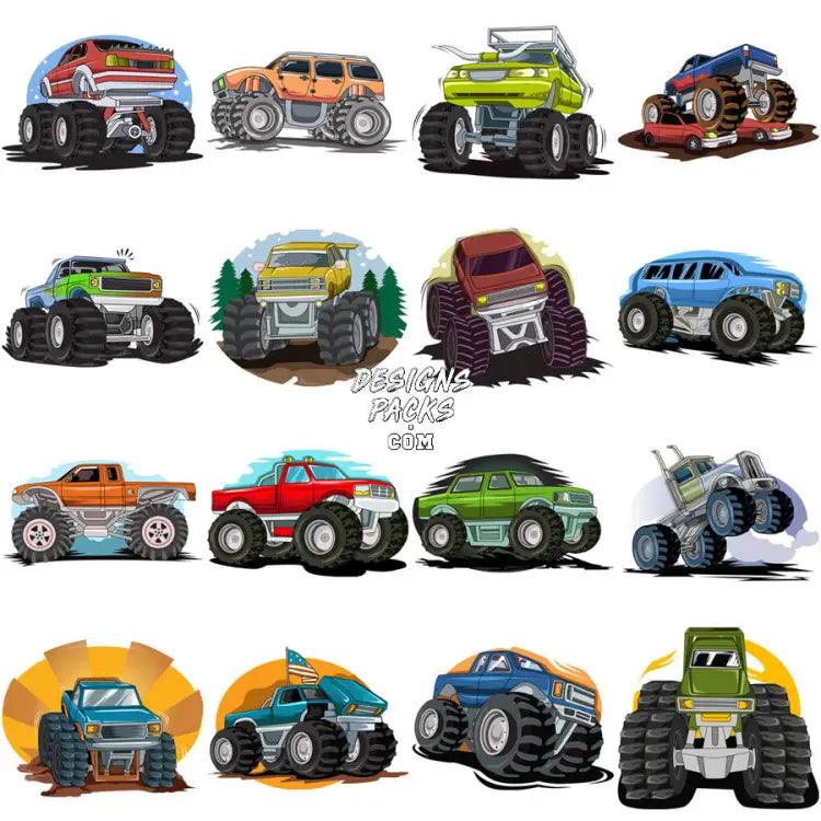 59 Monster Trucks Designs Bundle Png + Svg