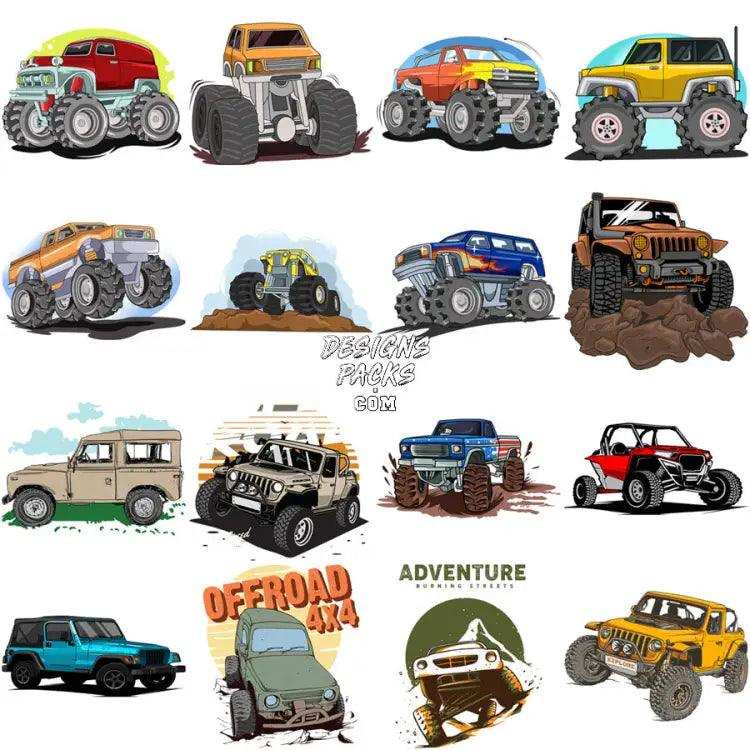 59 Monster Trucks Designs Bundle Png + Svg
