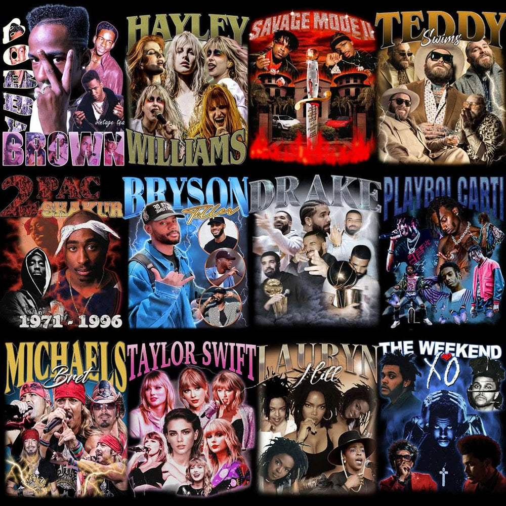 59 Music Stars Bootleg Artists Mixed Designs Bundle PNG