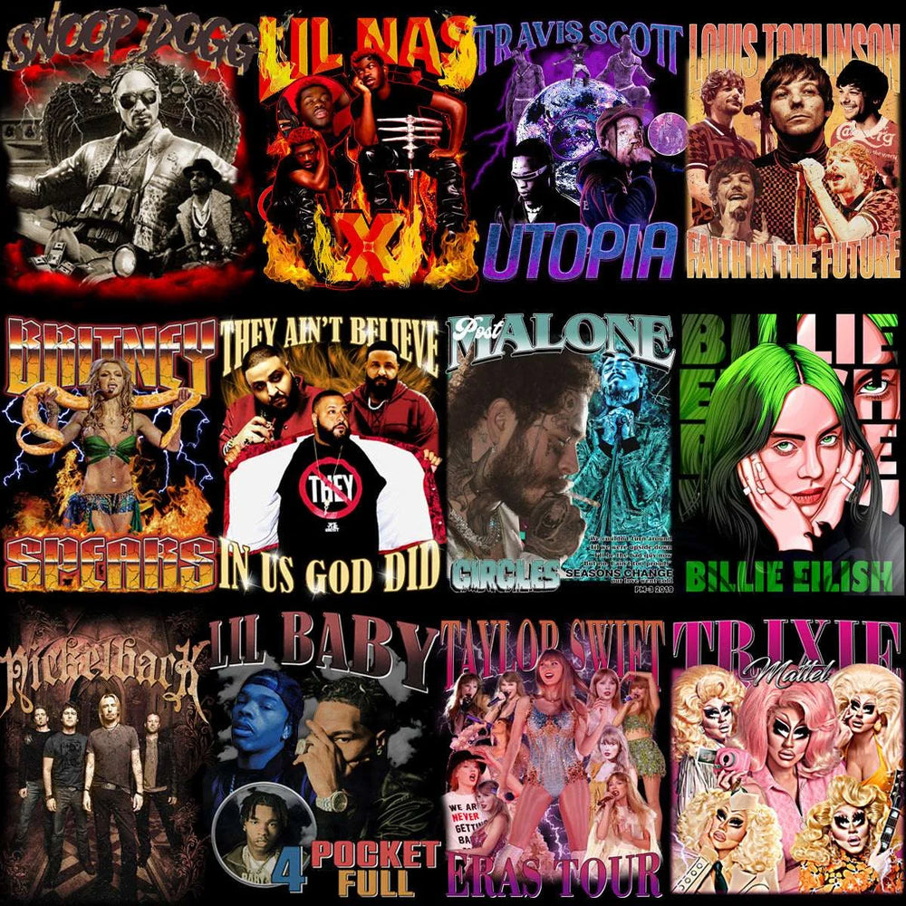 59 Music Stars Bootleg Artists Mixed Designs Bundle PNG