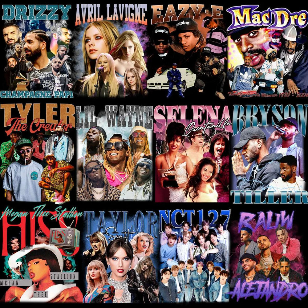 59 Music Stars Bootleg Artists Mixed Designs Bundle PNG