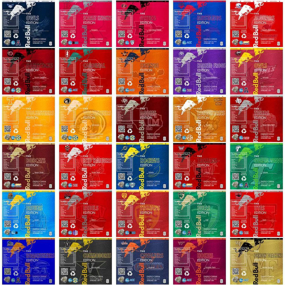 125 NCAA College Sports Red Bull Wraps Tumbler Wrap Bundle JPG
