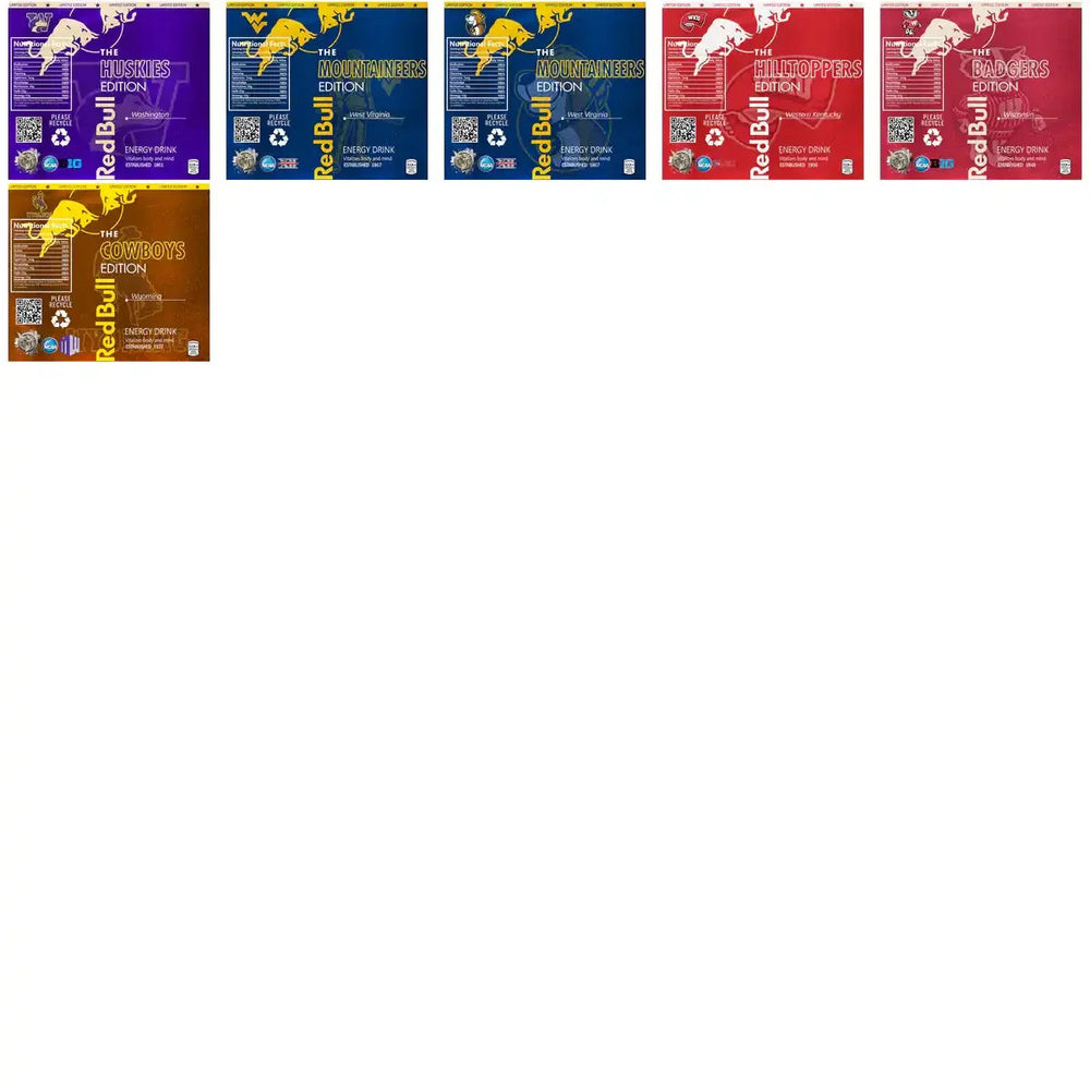 125 NCAA College Sports Red Bull Wraps Tumbler Wrap Bundle JPG