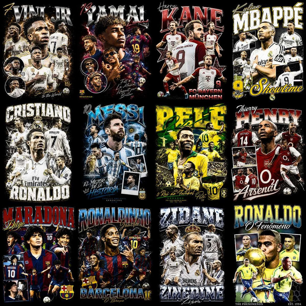 59 Soccer Players Legends of Football Halftone Bootleg Designs Bundle PNG
