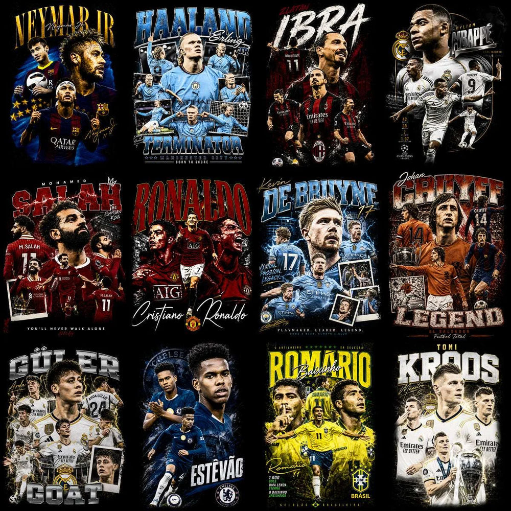 59 Soccer Players Legends of Football Halftone Bootleg Designs Bundle PNG