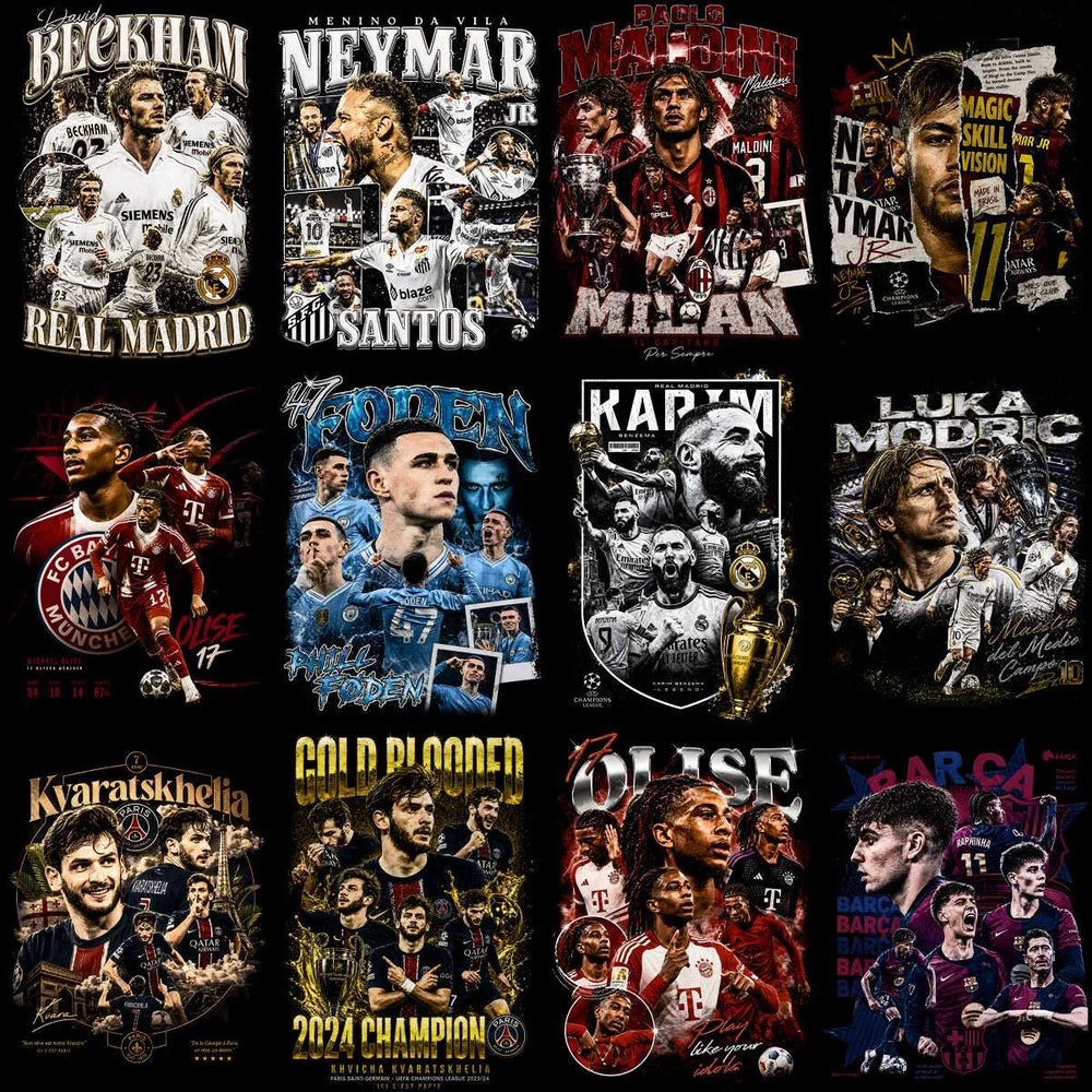 59 Soccer Players Legends of Football Halftone Bootleg Designs Bundle PNG