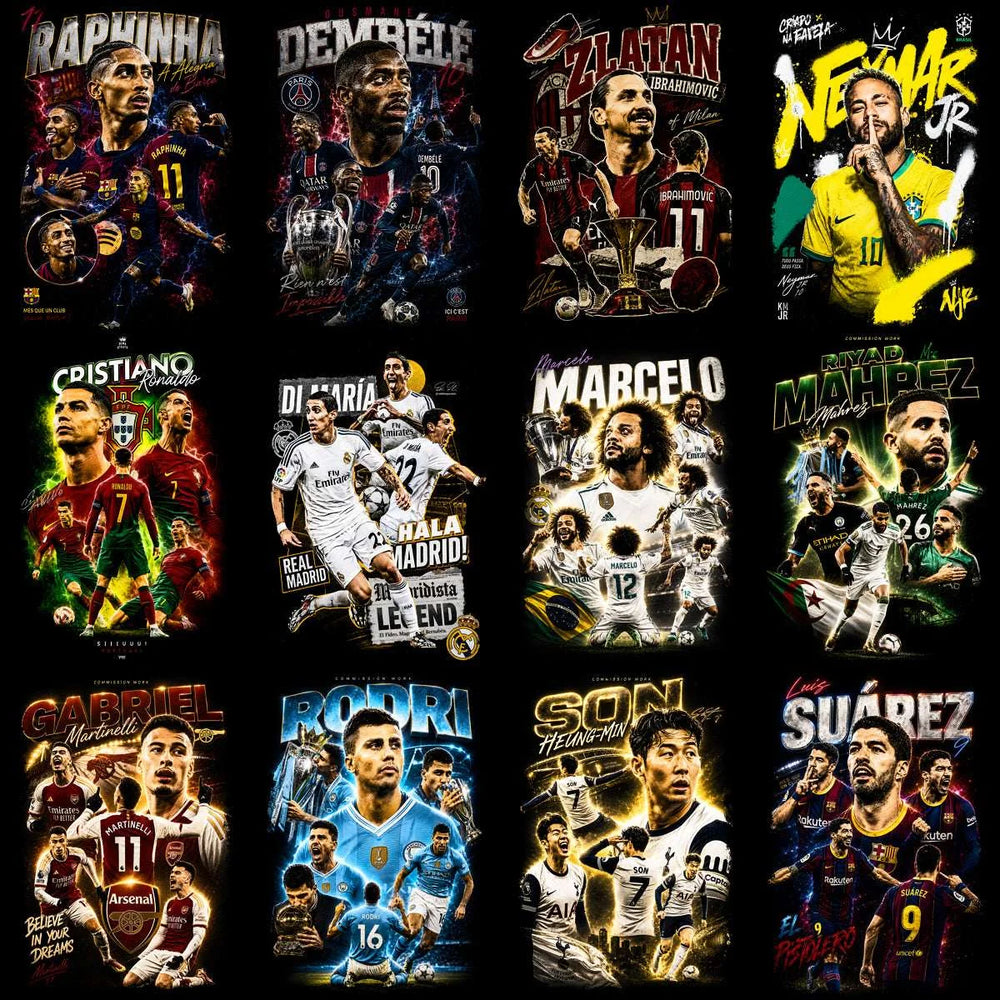 59 Soccer Players Legends of Football Halftone Bootleg Designs Bundle PNG