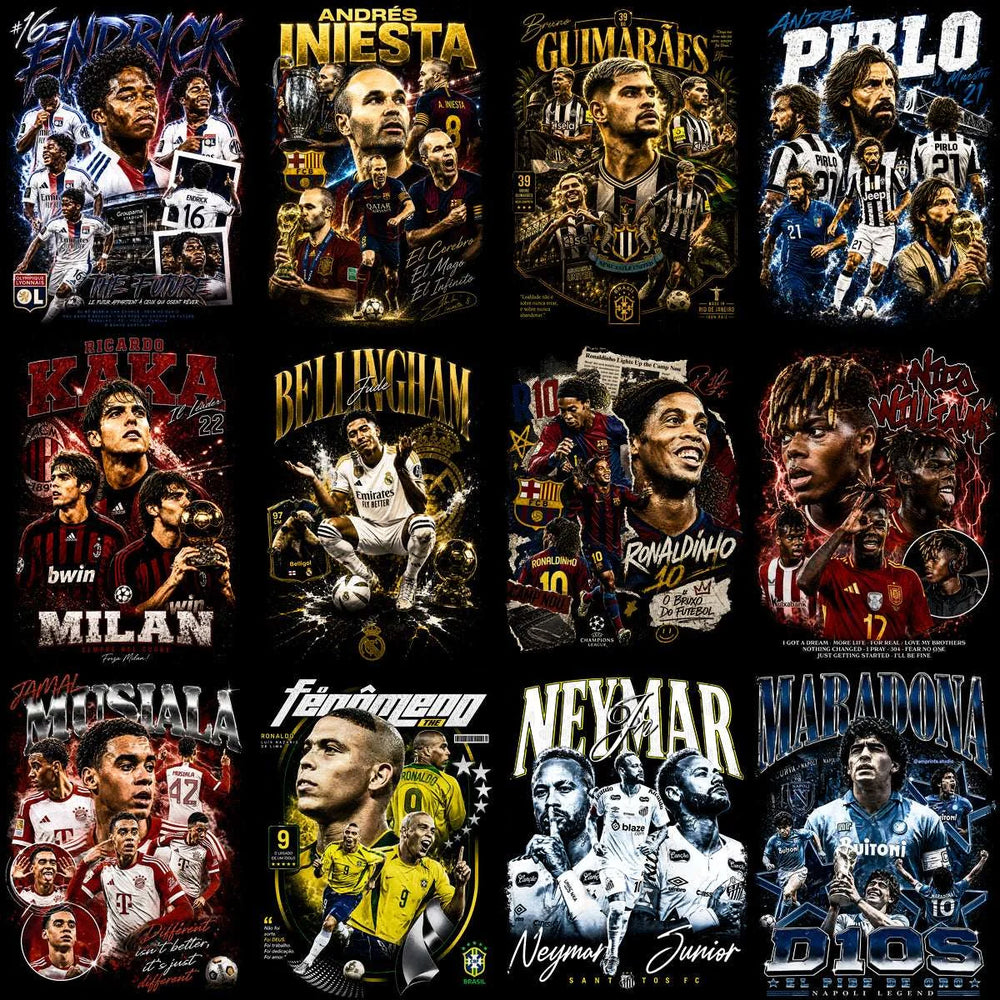 59 Soccer Players Legends of Football Halftone Bootleg Designs Bundle PNG