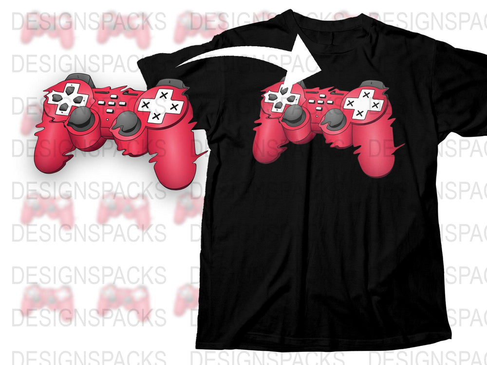 Gamer T-Shirt with Red Controller Graphic, Cool Video Game Themed Apparel, Gaming Tee for Teens and Adults