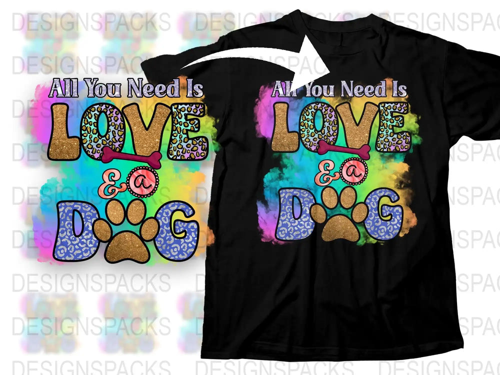 Colorful Love and Dog Paw Print T-Shirt, Hipster Graphic Tee, Fun Pet Lover Gift, Vibrant Unisex Apparel