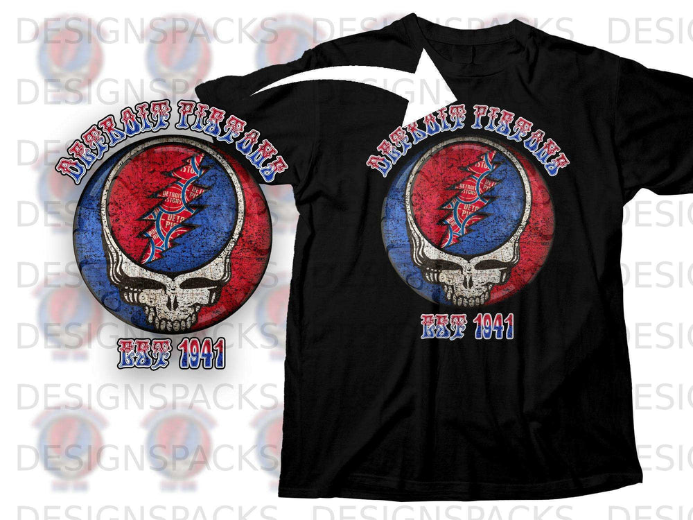Detroit Pistons EST 1941 Skull Graphic Shirt