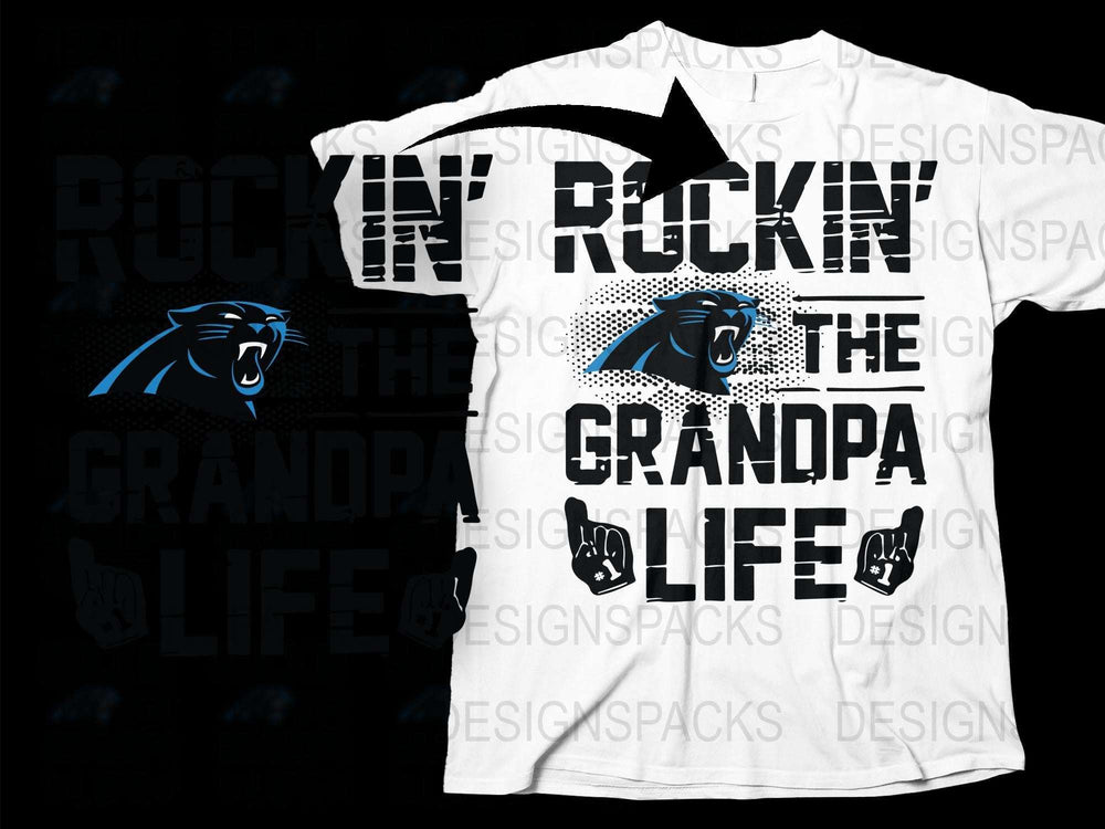 Rockin' The Grandpa Life T-Shirt, Cool Panther Graphic, Fun Gift for Grandfathers, Family Tee