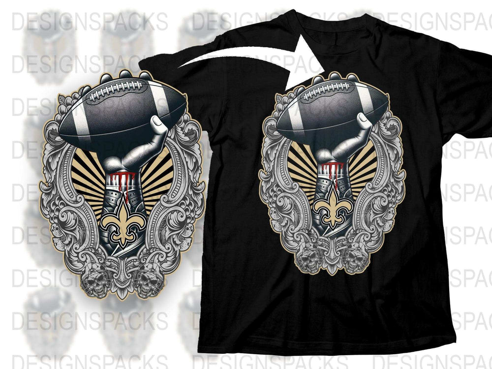 New Orleans Football Graphic T-Shirt, Black Cotton Tee, Sports Fan Apparel, Unique Game Day Shirt