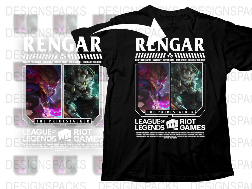 League of Legends Rengar T-Shirt, The Pridestalker Graphic Tee, Gaming Apparel, Riot Games Merchandise