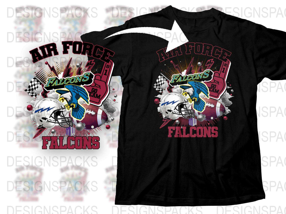 Air Force Falcons Graphic T-Shirt, College Football Tee, Vintage Sports Apparel, Unisex Black Shirt