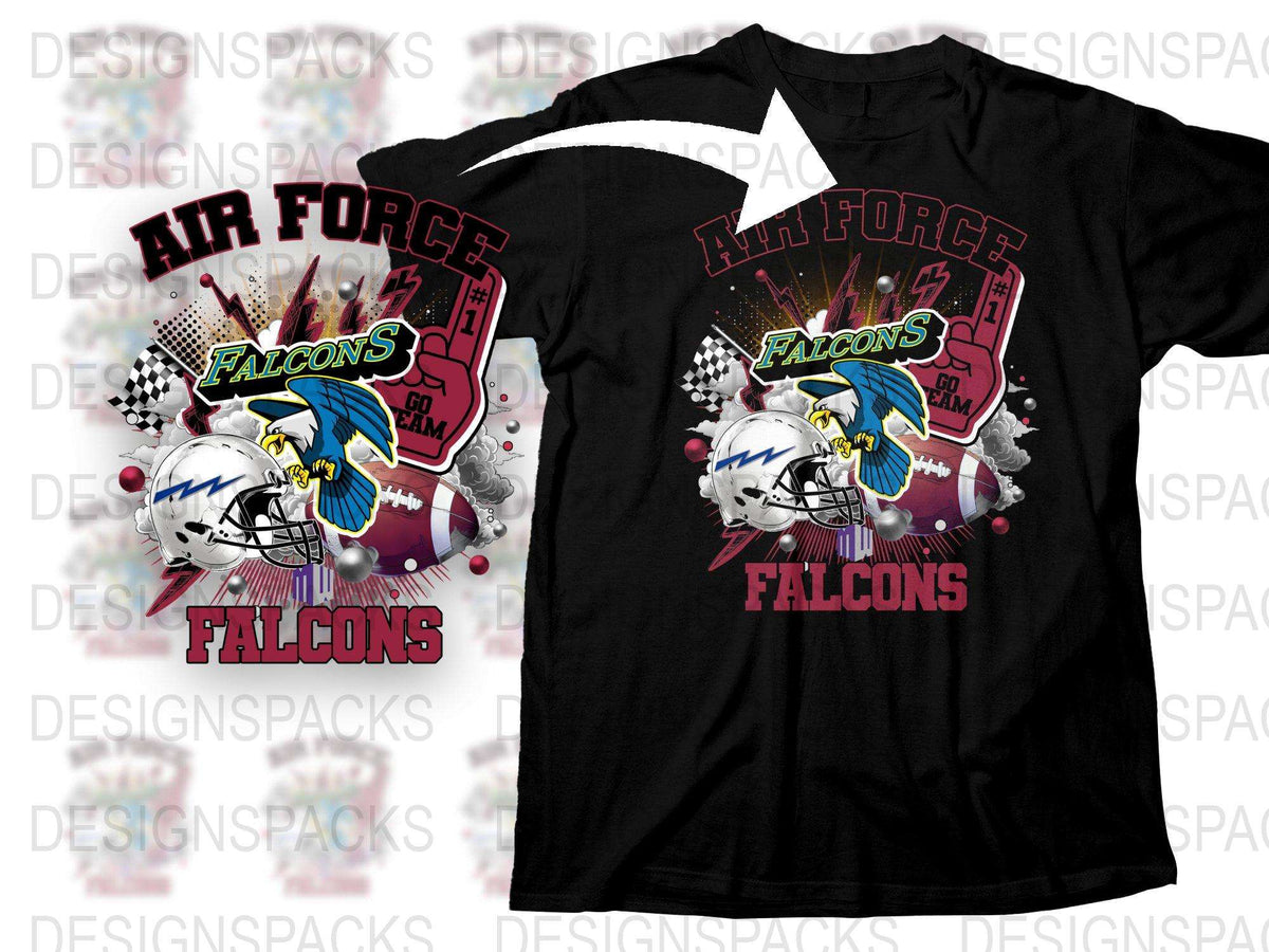 Air Force Falcons Graphic T-Shirt, College Football Tee, Vintage Sports Apparel, Unisex Black Shirt