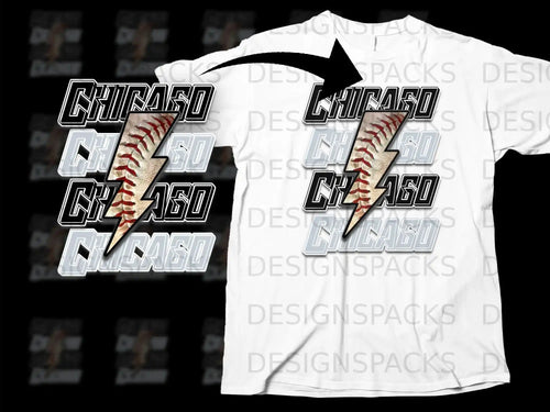 Chicago Baseball Lightning Bolt Graphic T-shirt