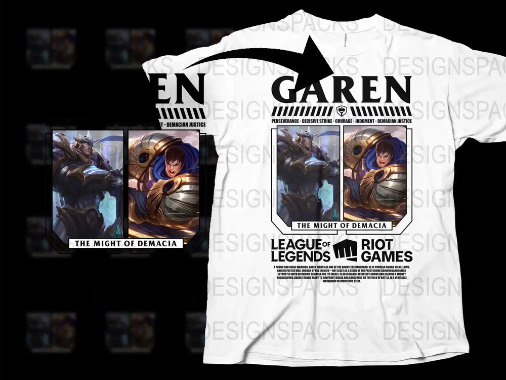League of Legends Garen T-Shirt, The Might of Demacia Graphic Tee, Gaming Merchandise, Riot Games Apparel
